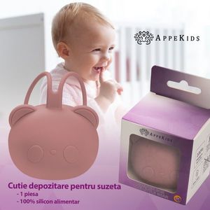 Suport pentru suzeta din silicon AppeKids The Little Bear Old Rose imagine