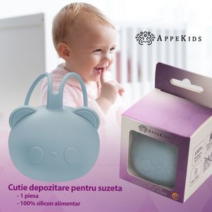 Suport pentru suzeta din silicon AppeKids The Little Bear Aqua Blue imagine