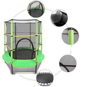 Trambulina copii, diametru 140 cm, maxim 45 kg, cu plasa de protectie, scara acces, verde imagine