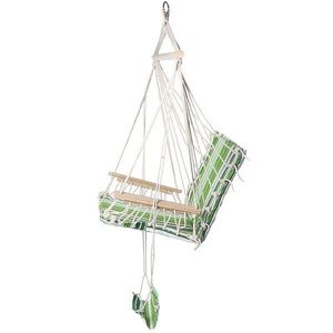 Hamac tip leagan, single, 100x48 cm, suport pentru picioare, bara lemn imagine