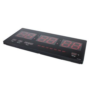Ceas digital perete, afisaj led, ora 1224, calendar, temperatura, negru imagine