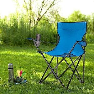 Scaun pliabil camping, manere, suport pahar, 50x82x80 cm imagine
