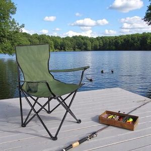 Scaun pentru camping, pliabil si portabil, suport pahar, 50x82x80 cm, verde imagine
