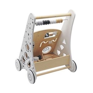 Antepremergator din lemn, xilofon, sortator forme, labirint, spatiu depozitare, 4 roti, 38x32x45.5 cm imagine
