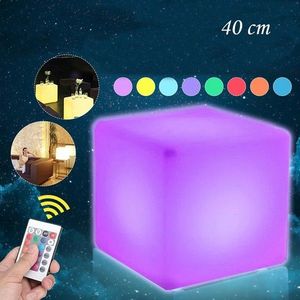 Taburet tip cub iluminat led, 40x40 cm, 16 culori, 4 moduri, control telecomanda imagine