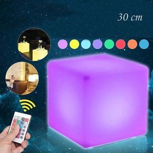 Taburet tip cub, iluminare rgb 16 culori, 4 moduri, control telecomanda, 30x30 cm imagine