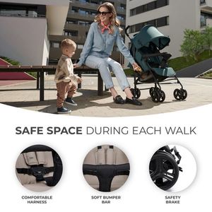 Carucior sport Kinderkraft Tik tip umbrela stone beige, spatar reglabil, pozitie somn, suport pentru picioare, roti din spuma Eva, greutate 6, 5 kg imagine