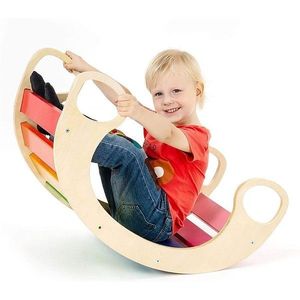 Balansoar rocker din lemn, placa de echilibru, multifunctional, multicolor imagine