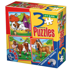 Set 3 puzzle-uri magnetice - Animale | D-Toys imagine