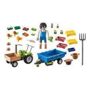 Masina - Tractor cu remorca si muncitor | Playmobil imagine