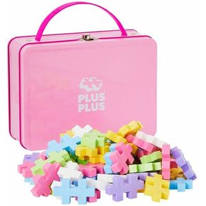 Set constructie, Plus-Plus, 70 piese mari, portabil, in cutie metalica, Culori pastelate imagine
