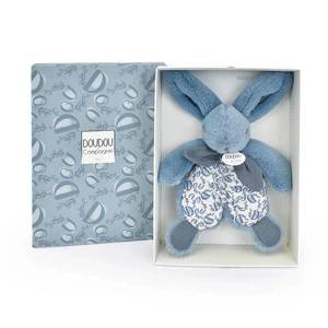 Jucarie de plus, Doudou, Iepuras, 18 cm, Albastru imagine