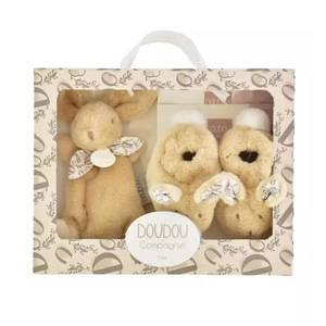 Set botosei si jucarie de plus, Doudou, Iepuras, Bej imagine