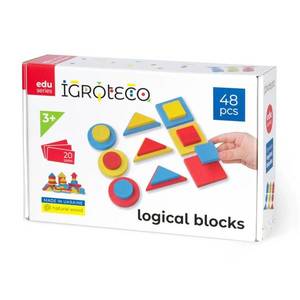 Blocuri logice din lemn, Igroteco, 48 piese imagine