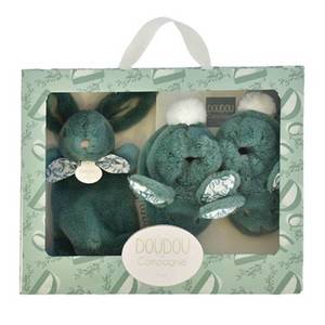 Set botosei si jucarie de plus, Doudou, Iepuras, Verde imagine