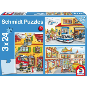 Puzzle 3 x 24 piese - Pompieri si politie | Schmidt imagine