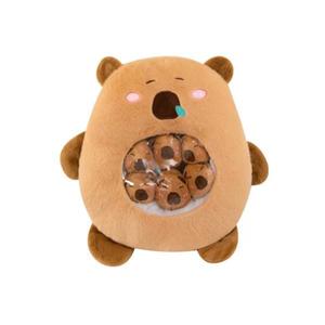 Jucarie de plus Capibara cu 6 pui, Maro, 50 cm imagine