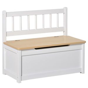 Banca Cutie de Depozitare pentru Copii 2 in 1 din Lemn Mobila camera Copilului Cufar camera 60x30x50cm, Alb/Lemn natural HOMCOM | Aosom Romania imagine