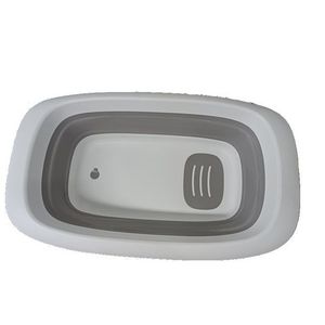 Cadita pliabila pentru copii, Little Mom, cu picioruse si baza antiderapante, dimensiune 80 x 48 x 21 cm, Baby Swim Grey imagine