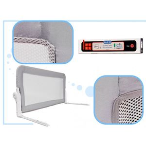 Bariera de protectie pentru pat copii, Ikonka, pliabila cu cadru metalic, dimensiune 120 x 48.5 cm, Gri imagine