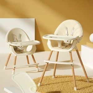Scaunel de masa pentru bebelusi si copii Little Mom Nordic White 2 in 1, cu inaltime ajustabila, varsta 6-72 luni, Tavita dubla reglabila, centura de siguranta in 5 puncte, suport pentru picioare imagine