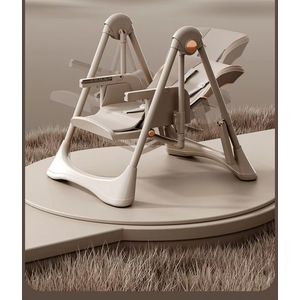 Scaun de masa pentru copii, Little Mom, multifunctional 3 in 1, design ergonomic, pliabil, cu structura piramidala, roti silentioanse, suport pt picioare, dimensiune 63 x 80 x 105 cm, Brown imagine