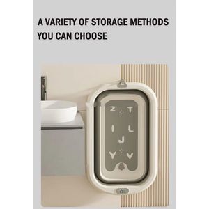 Cadita bebelusi pliabila Little Mom Green Lux, design modern, cu termometru incorporat cu display digital, dop pentru evacuarea apei, suport pentru agatare, capacitate 42L, dimensiune 80 x 49 x 21 cm, 0-36 luni imagine