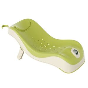 Suport de baie pentru copii Little Mom Green, pliabil, model anatomic, cu afisaj de temperatura, tetiera si spatar ajustabil, dimensiune 22.5 x 29 x 55 cm imagine
