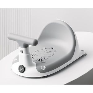 Scaun de baie bebelusi Little Mom Grey, cu spatar si ghidon de sustiere, afisaj de temperatura integrat, margini rotunjite si fixare cu ventuze, compatibilitate universala, dimensiune 37 x 27.2 x 20.6 cm imagine