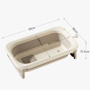 Cadita pliabila pentru bebelusi Little Mom Cream, prevazuta cu dop de scurgere, suport pentru fixarea capului de dus, dimensiune 85 x 50 x 21.5 cm imagine