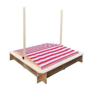 Cutie de nisip pentru copii Ginger Home cu copertina RosuAlb reglabila si impermeabila tratata cu protectie UV30, 117x117 cm, Capacitate de incarcare 200 kg imagine