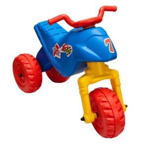 Tricicleta pentru copii Huby Toys Red Blue fara pedale, actionata cu picioarele, de la 18 luni, dimensiune 66 x 27.6 x 48.5 cm, imagine