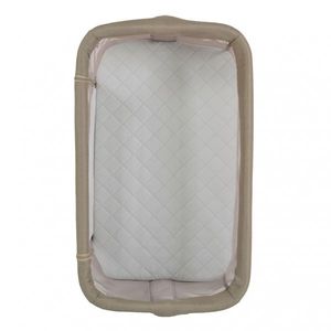 Patut Co-Sleeper Cangaroo Aura Beige 88x56 cm cu laterala culisanta, Saltea cu baza ferma si husa detasabila, Functie anti reflux, 7 nivele de reglare a inaltimii, 4 Roti cu frana, recomandat de la nastere pana la 9 kg imagine