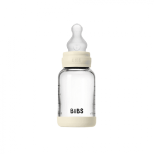Set complet biberon din sticla anticolici cu tetina din silicon flux lent 120 ml Ivory imagine