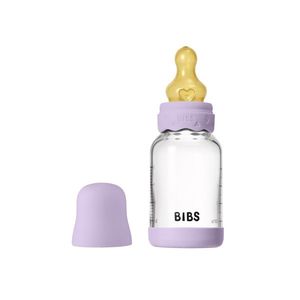 Set complet biberon Boheme din sticla anticolici cu tetina din latex, flux lent, 120 ml, Violet Sky imagine