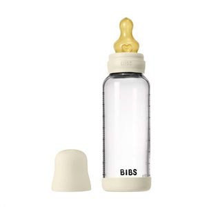 Set complet biberon din sticla anticolici cu tetina din latex, flux mediu, 240 ml, Ivory imagine