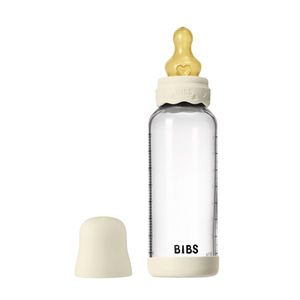 Set complet biberon Boheme din sticla anticolici cu tetina din latex, flux mediu, 240 ml, Ivory imagine