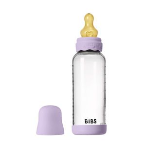 Set complet biberon Boheme din sticla anticolici cu tetina din latex, flux mediu, 240 ml, Violet Sky imagine