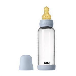 Set complet biberon din sticla anticolici cu tetina din latex, flux mediu, 240 ml, Baby Blue imagine