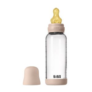 Set complet biberon din sticla anticolici cu tetina din latex, flux mediu, 240 ml, Blush imagine