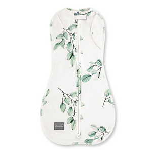 Saculet Swaddle pentru infasat + caciulita Second Step Eucalipt Sleepee imagine