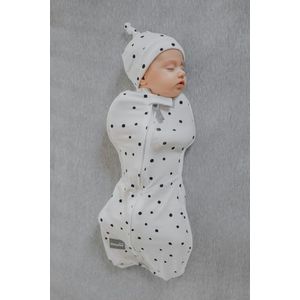 Saculet Swaddle pentru infasat Nou Nascut + caciulita First Step Dots 0.2 Tog Sleepee imagine