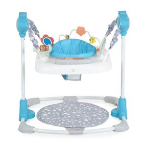 Jumper pentru copii Moni Hop Albastru cu inaltime reglabila, sezut rotativ 360 grade, Panou muzical cu taste, Jucarii cu diferite forme, culori si texturi, Recomandat copii peste 6 luni si greutatea de pana la 12 kg imagine