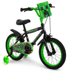 Bicicleta pentru copii Huffy Minecraft Black 16 inch cu roti ajutatoare luminoase imagine