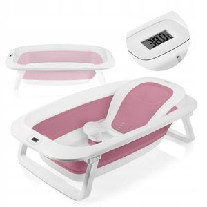 Cadita pliabila, Lionelo, Bubble, Suport anatomic si dop incluse, Cu termometru, Capacitate 50 l, 85 x 50 cm, Roz imagine