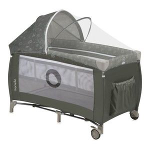 Patut pliabil, Lionelo, Sven Plus, 120x60 cm, Cu doua nivele, Cu arcada jucarii, masuta de infasat, vibratii, melodii, conform cu standardele europeane de securitate EN716 si EN12221, Bej Olive imagine