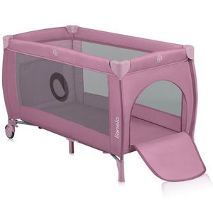Patut pliabil, Lionelo, Stefi Plus, Cu doua nivele, Cu intrare laterala cu fermoar, 2 roti, 120 x 60 cm, Conform cu standardul european de securitate EN 716, Roz imagine