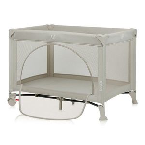 Patut pliabil, Lionelo, Laura, 102 x 74 cm, Cu doua nivele, Functie de tarc, Cu roti, Include salteluta si geanta de transport, Pereti din plasa, Deschidere laterala, Pana la 15 kg, 0 luni +, Bej imagine
