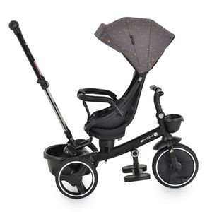 Tricicleta pentru copii Byox Fusion Grey, Maner parental reglabil pe inaltime, Scaun rotativ la 360 grade, Spatar reglabil cu pozitie somn, Ghidon pliabil, Roti din PU, Frana, Husa moale, 2 tipuri de suport picioare, Bara detasabila imagine