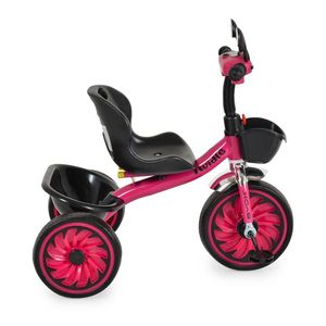 Tricicleta cu pedale pentru copii Byox Twiddle Pink cu Roti EVA, Sezut ergonomic reglabil cu spatar, Efecte de lumina si muzica, Oglinzi, Manere ergonomice, Cos fata si spate pentru accesorii, Greutate maxima 25kg imagine